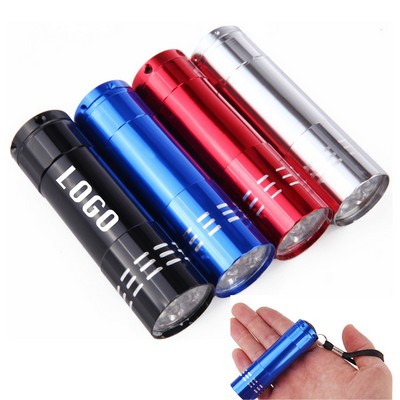 Aluminum 9 LED Flashlight With Batteries & Strap