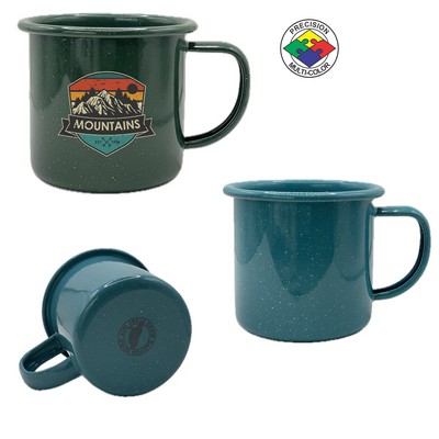 12oz Stinson Speckled Turquoise Enameled Steel Cup - Precision Spot Color