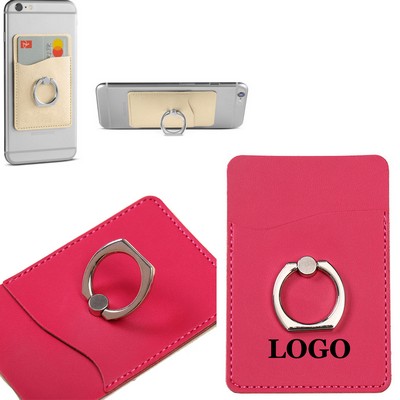 Pu Leather Smart Phone Wallet With Ring Stand