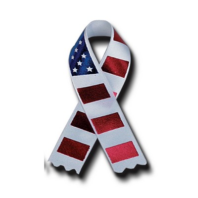 Stars-N-Stripes Folded Awareness Ribbon w/Tape (3 1/2")