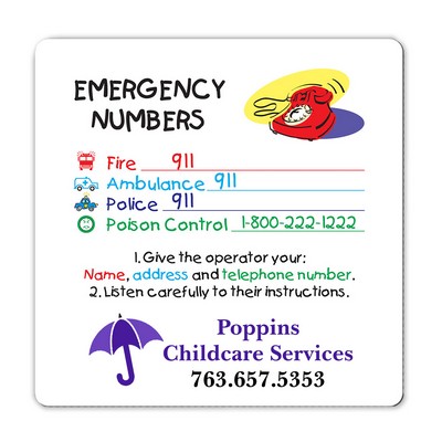 Health & Safety Laminated Emergency Numbers Magnet