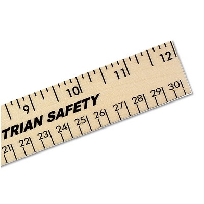 12" Clear Lacquer Wood Ruler (Spot Color)