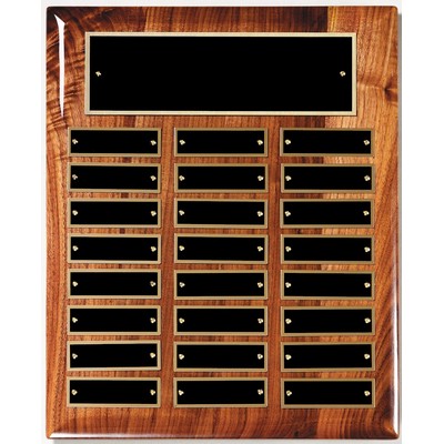 High Gloss Vertical Walnut Perpetual Plaque / 24 Plate (10 1/2"x13")