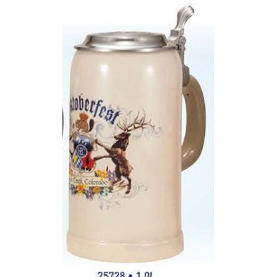 Stein Mug w/Flat Metal Lid & Thumb Lift