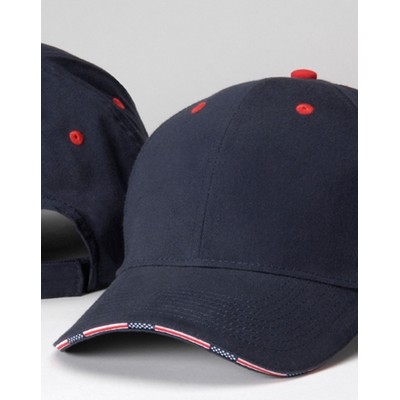 Adams Patriot Brushed Cotton Twill Cap with Stars & Stripes Sandwich