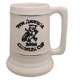 28 Oz. White Ceramic Stein w/ Platinum Rings