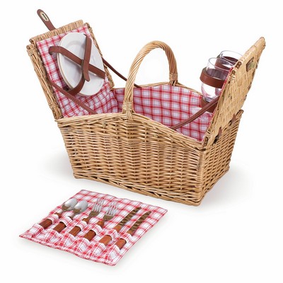 Piccadilly Double Lid Picnic Basket w/Service for Two