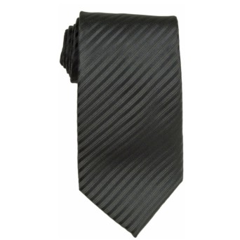 Stock Black/ Black Striped Polyester Tie