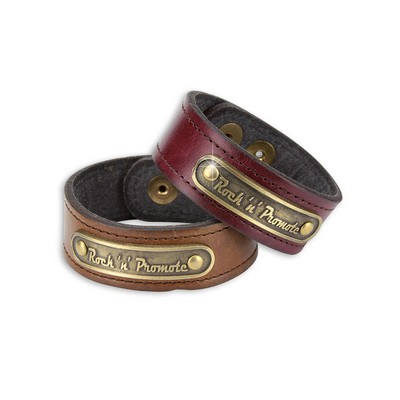 Stock Leather Bracelet with Custom Emblem