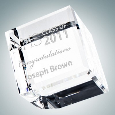 Beveled Diamond Cube Optical Crystal Award (Extra Small)