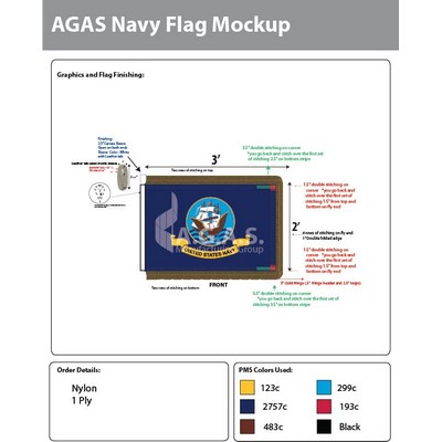 Navy Parade Flags 2x3 foot