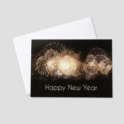 Fireworks Burst New Year Greeting Card