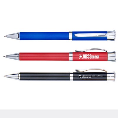 Metal Twist Ballpoint Pen w/Stainless Steel Barrel & Chromed Trim