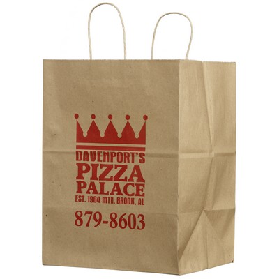 Food Service Paper Shopping Bags, Natural Kraft, Hot Stamped - Regal 12" x 9" x 15¾"