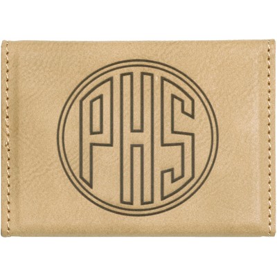 Light Brown Leatherette Hard Business Card Holder