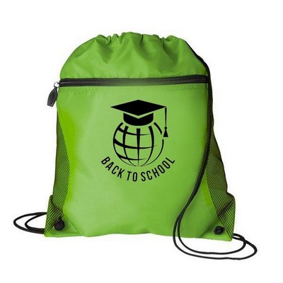 Mesh Pocket Drawstring Backpack