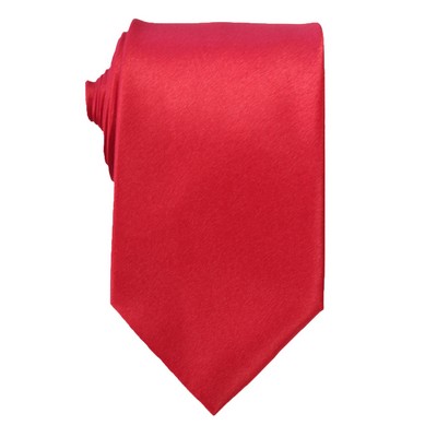 Men's Red Narrow Solid Color Tie