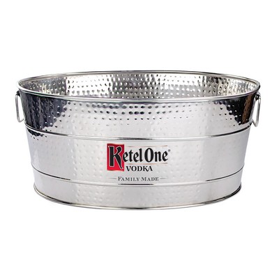 BREKX Aspen Metal Party Tub Hammered Stainless Steel