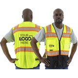 Majestic 75-3239 Hi-Viz Mesh Vest w DOT Chainsaw Striping, ANSI 2