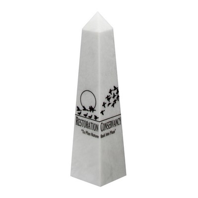 Medium-Large White Marble Obelisk Pinnacle Award