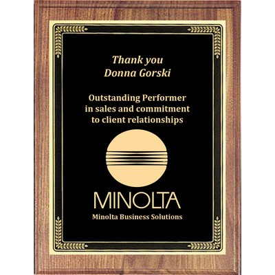 Economy Solid Walnut Rectangle/Black Marble Mist Plaque Series, 8"x10"