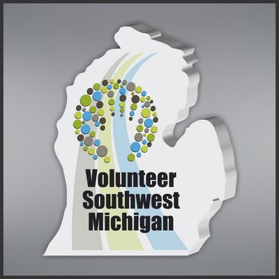 5.00" Michigan Shape Paperweight in White