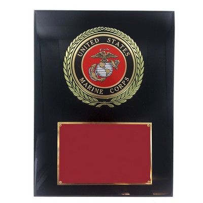 U.S. Marine Corps Plaque w/4" Embossed Medallion (9" x 12")