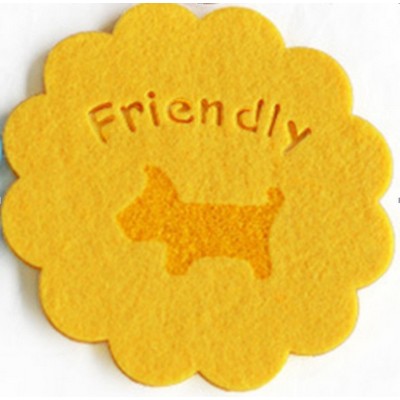 4" Flower Shaped Felt Coaster