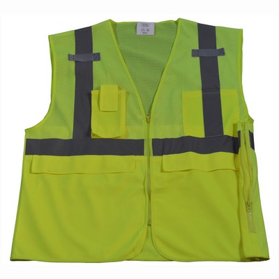 5-Pocket Deluxe Surveyor's Safety Vest, Lime Mesh