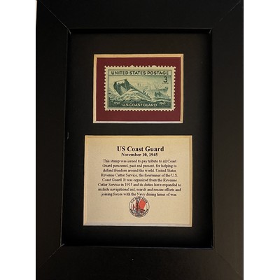 Framed Stamp Gift/Award Celebrating US Coast Guard