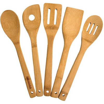 5 Piece Bamboo Utensil Set