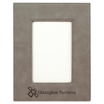 4" x 6" Gray Laserable Leatherette Picture Frame