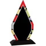 9" Stained Glass Diamond Acrylic Award w/Black Base