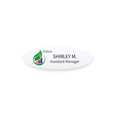 Printed Eco-Badge with Magnet Fastener - Thin Oval (TO) 2.75" x 0.95"