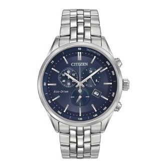 Citizen® Men's Chronograph Eco-Drive® Stainless Steel Watch w/Blue Dial