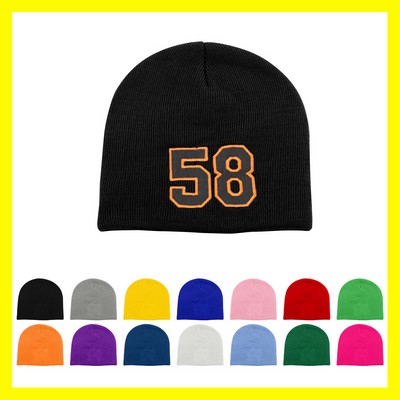 PRICE BUSTER - Embroidered Acrylic Knit Beanie Cap