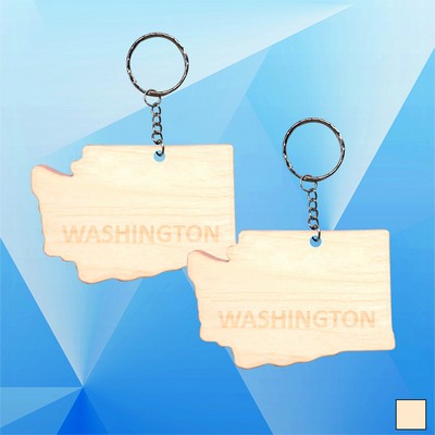 Washington Map Wood Key Chain