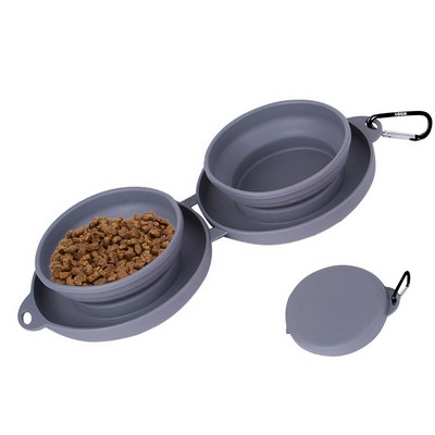 Foldable Stretchable Dual Pet Treat Bowl Food Tray