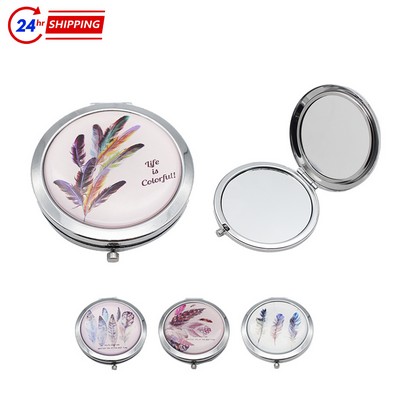 Round Feathers Flip Mirror