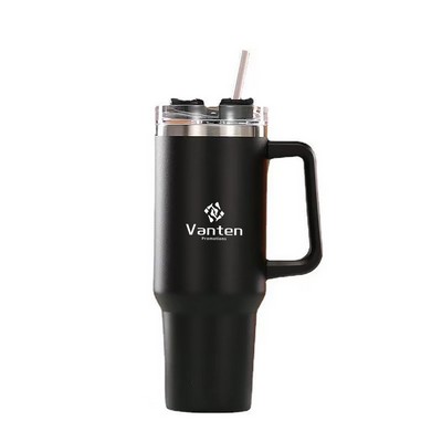 40oz Travel Mug with Handle and Straw