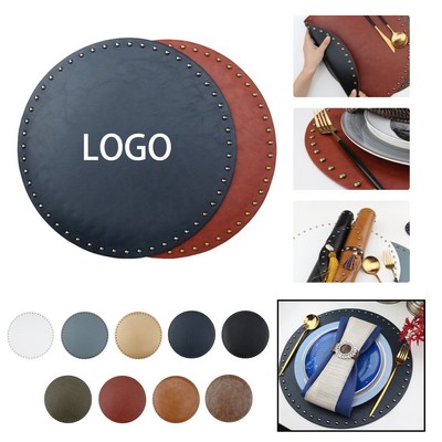 15in Riveted Round Leather Placemat