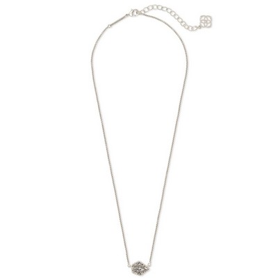 Kendra Scott Tess Silver Pendant Necklace in Platinum Drusy