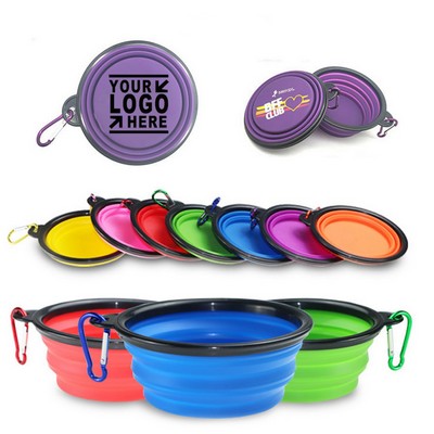 12 Oz Collapsible Silicone Pet Food Water Bowel With Hook