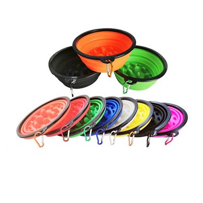 Collapsible Pet Silicone Slow Feeding Bowl