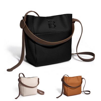 Genuine Leather Cross-body shoulder bucket bag for women