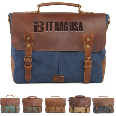 Canvas with leather Messenger bag