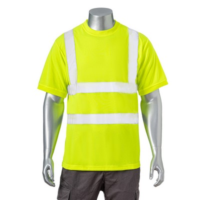 Hi Viz Class 2 3.8 Oz. Polyester Odor Reducing Reflective Tape Safety T-Shirt