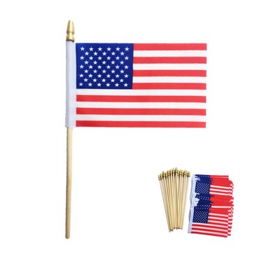 Handheld Wooden Stick American National Flag