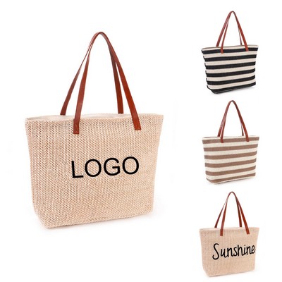 Large Straw Beach Bag