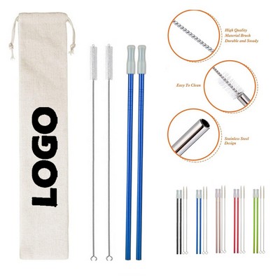 Stainless Straw Kit with Cotton Pouch